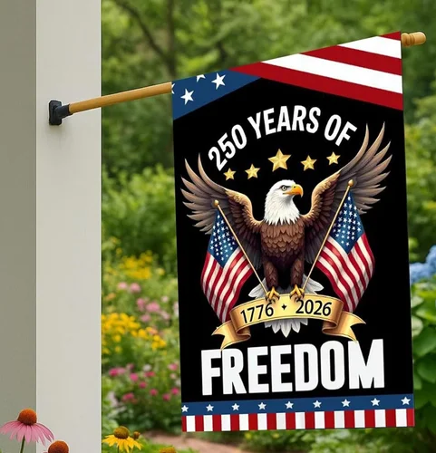 America 250th Anniversary Garden Flag Freedom Patriotic Banner with Eagle 28x40 PPZ