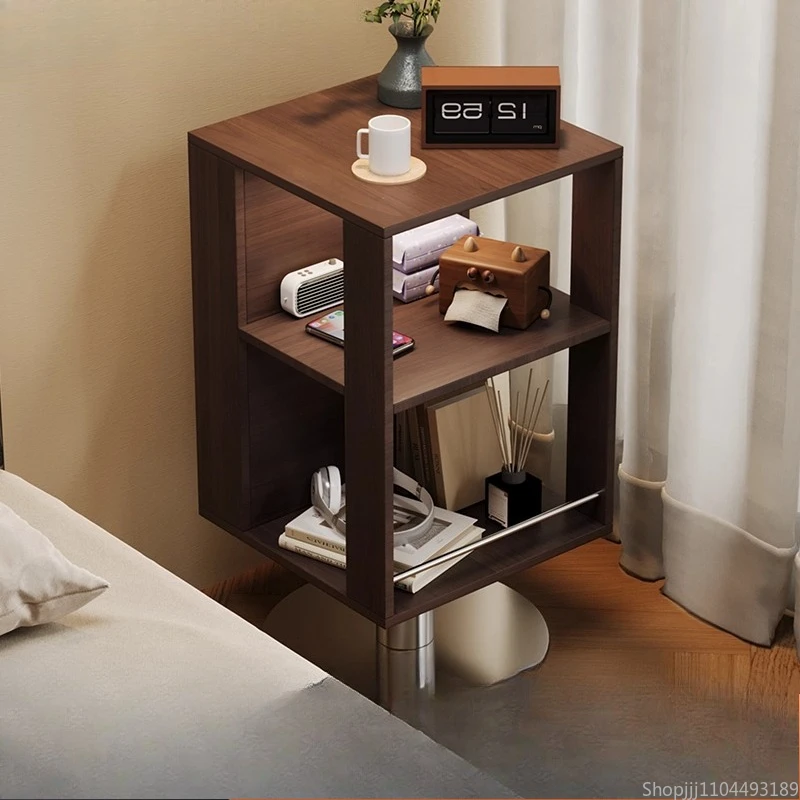 

*a for Rotating Side Table - Solid Wood Multi-Functional End Table for Small Spaces, Retro Bedside Organizer with Storage*