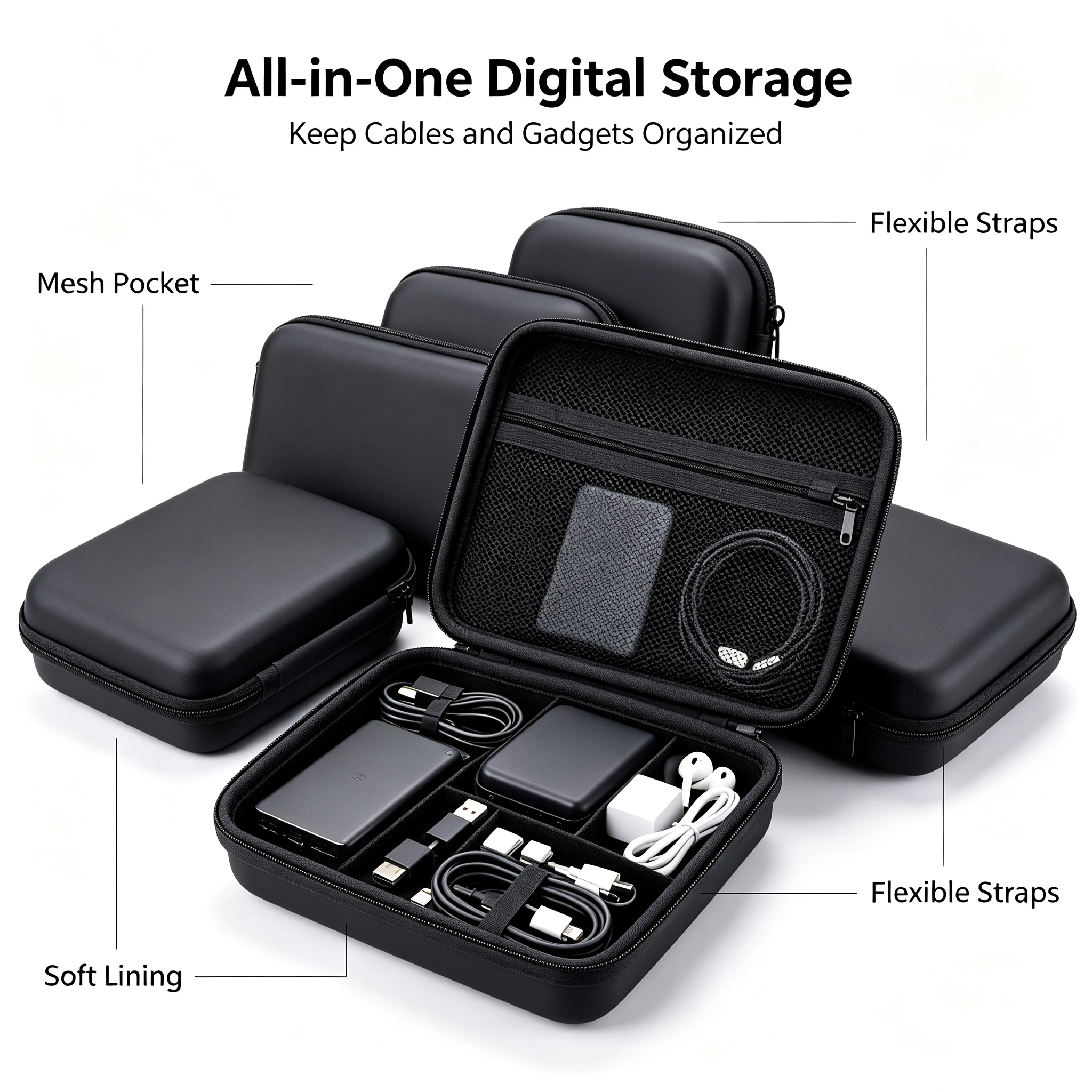Portable Mini 3C Hard Shell Digital Gadgets Storage Bag Artificial Leather Earphone Charger Case Data Cable U Disk Organizer