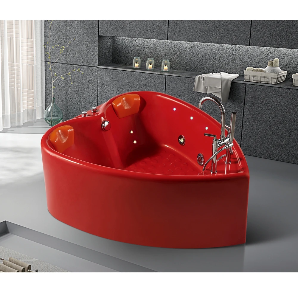 

2 Person Acrylic Modern Custom Red Heart Shaped Spa Bath