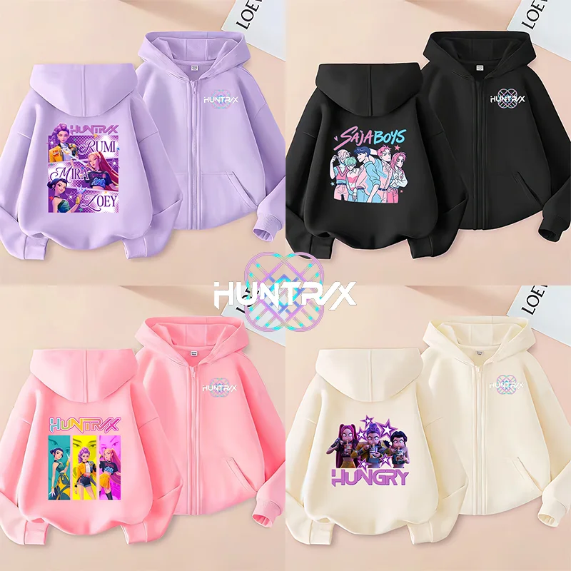 Huntrix vêtements kpop chasseurs de démons à capuche k pop t-shirt sweat HUNTRX à manches longues pull Rumi Zoey à capuche k-pop hauts manteau