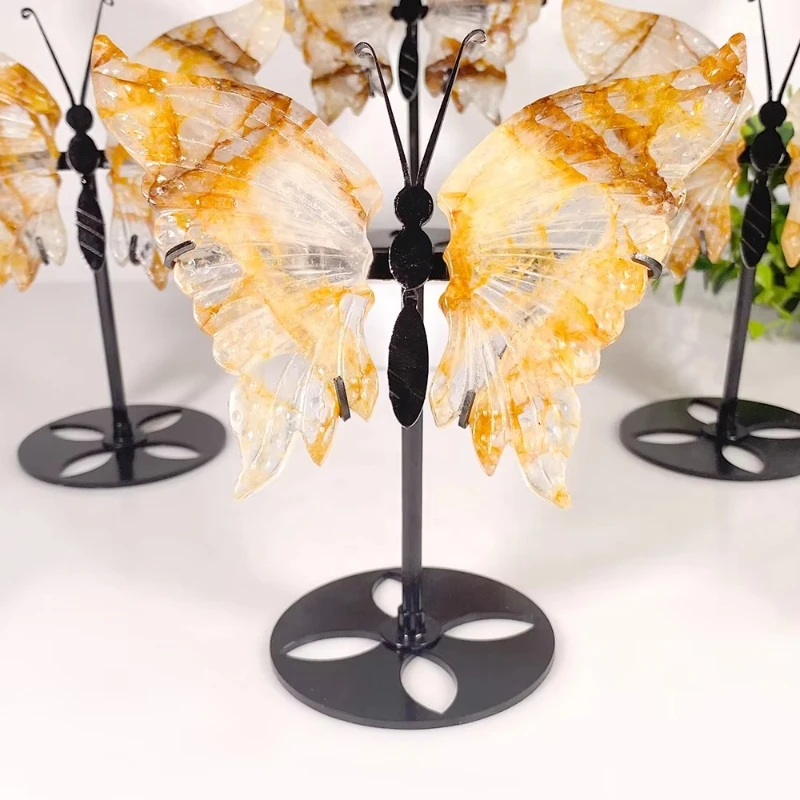 New gemstone natural crystal gold handicraft butterfly angel wings crystal home decoration
