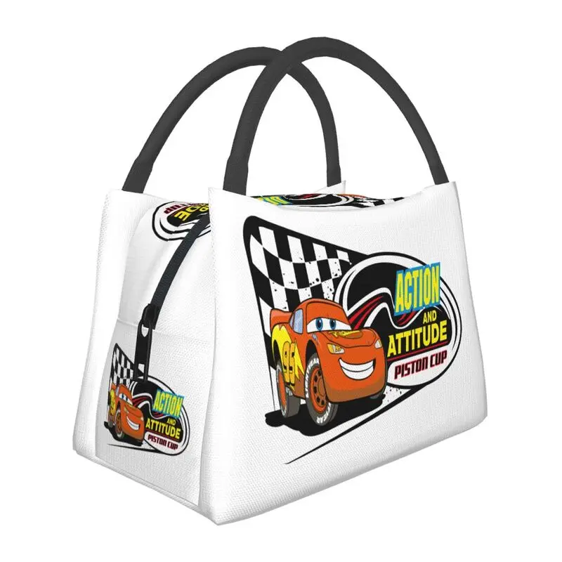 

Cars Cartoon Lightning Mcqueen Insulated Lunch Bags for Women Leakproof Cooler Thermal Bento Box Work Picnic