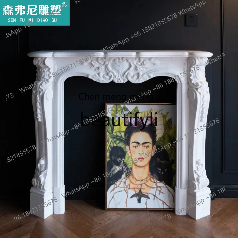 

Q178 Marble French Fireplace White Marble Living Room Stone Fireplace Background Wall Living Room