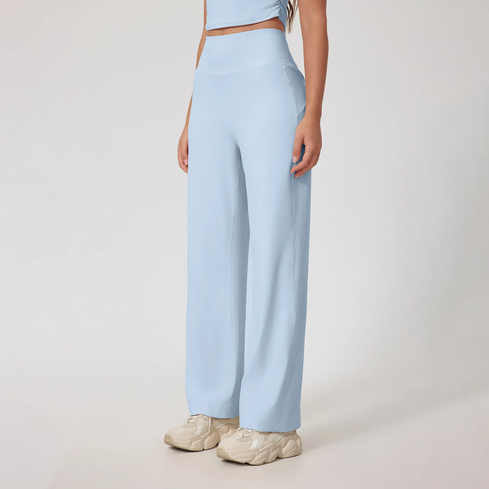 Alpha Women's High Waisted Wide Leg Straight Pants with Waist Pockets Stretch Loose Pants Comfy Casual Lounge Sweatpants image 4