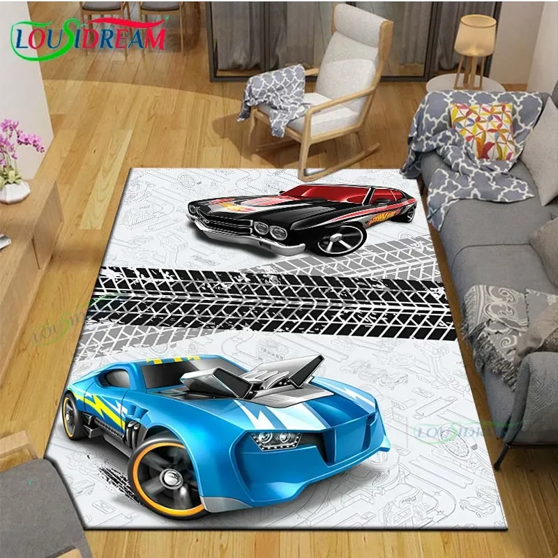 3D Fashion Cartoon Hot W-Wheels Printed  Carpet Living Room Anti-Skid Area Rug Kids Bedroom Mats Yoga Mat Carpet Decor