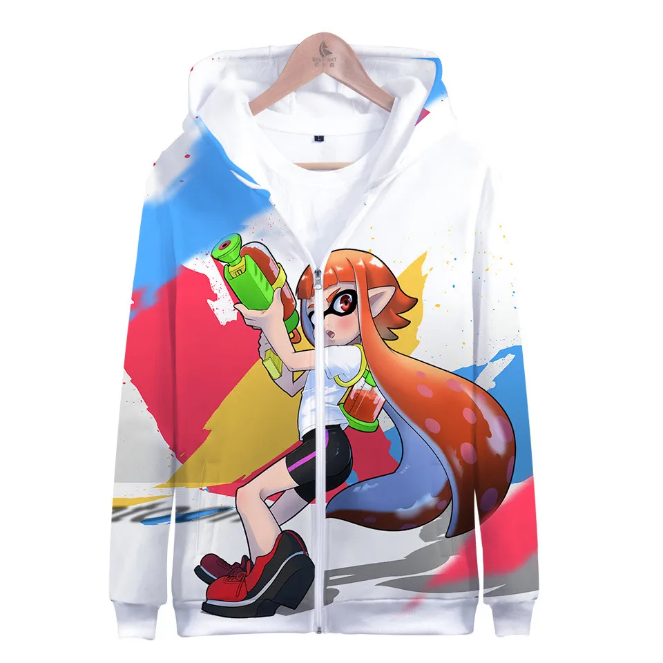 High Quality 3 to 15 Years Hoodies Splatoon Sweatshirt Zipper Splatoon Hoodie Boys Girls Cartoon Jacket Clothing