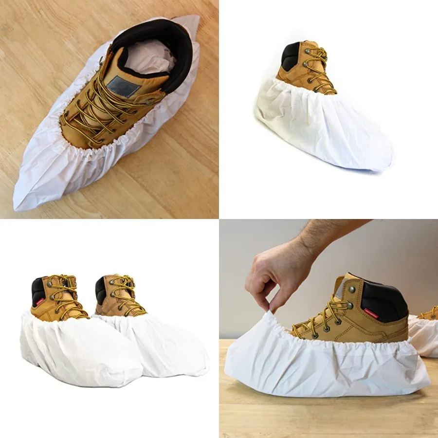 Waterproof Boot and Shoe Covers - Durable, Extra Large, Stretchable Up to Size 14 Work Boot - Dispenser Box Contains 80 Shoe Co