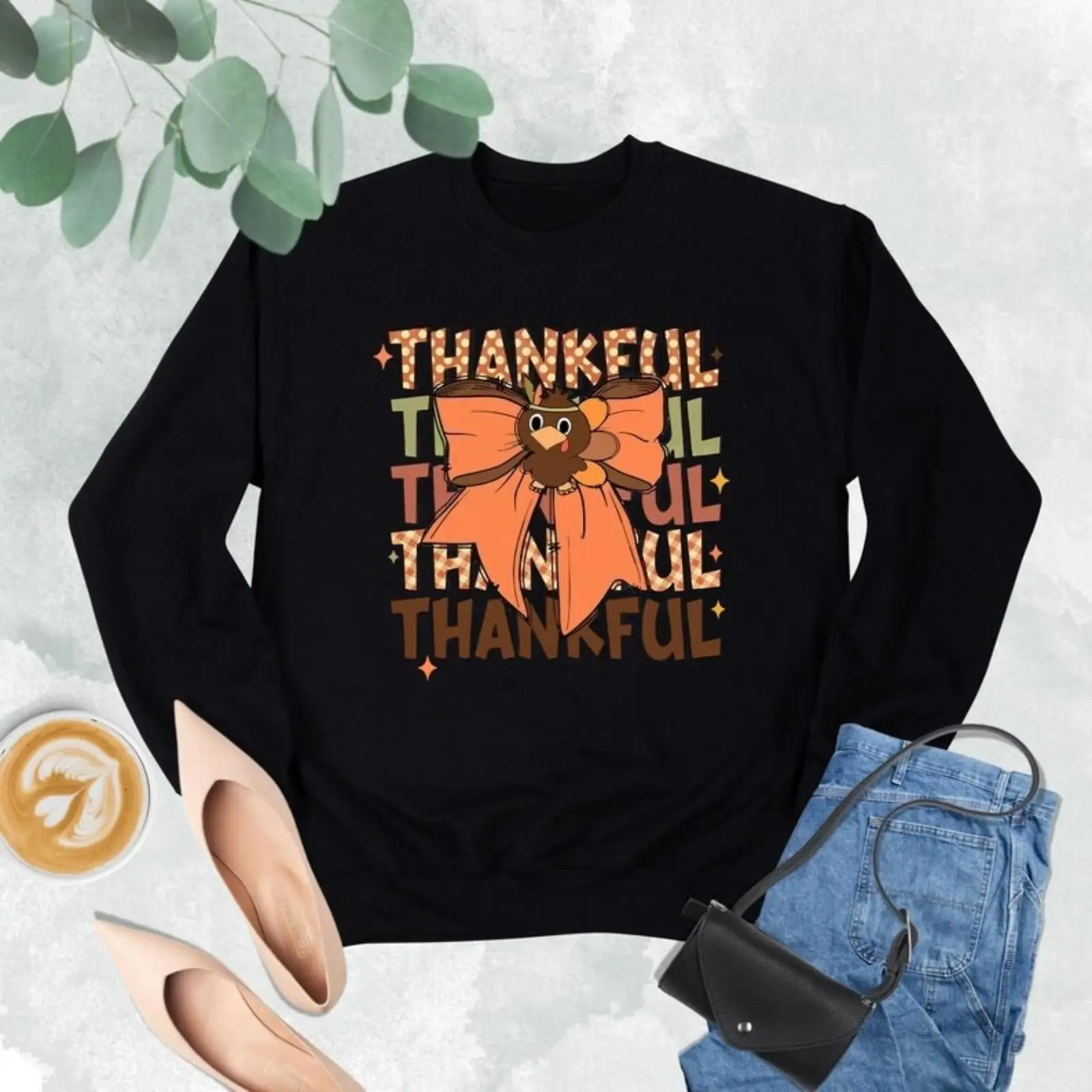 

Thankful Sweatshirt Thanksgiving Turkey Graphic Pullover Men Women Fall Holiday Jumper Fall Clothes Cute Autumn Top