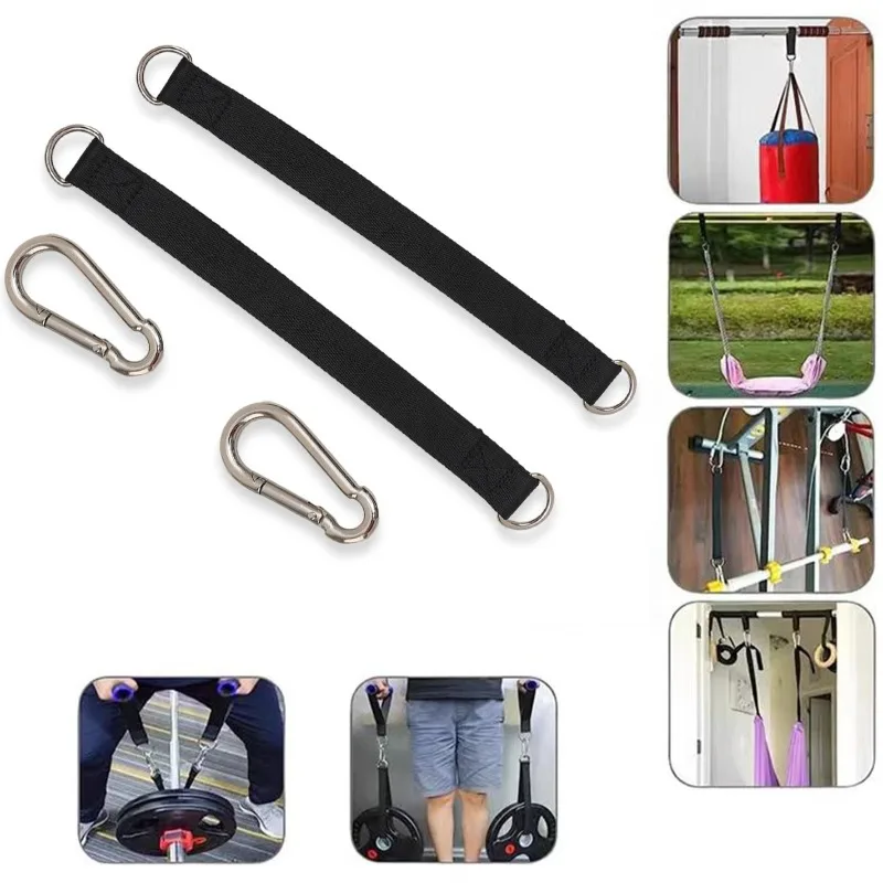 مجموعة أشرطة تعليق متأرجحة شديدة التحمل لأرجوحة الشجرة واليوجا وحقيبة الرمل واللياقة البدنية في الهواء الطلق مع حلقة تسلق بقفل آمن