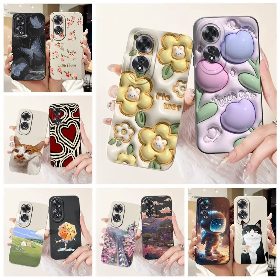 For Oppo A60 4G Case CPH2631 Luxury Floral Cartoon Painted Cover Soft TPU Matte Phone Case For Oppo A60 A 60 OppoA60 Shell Coque