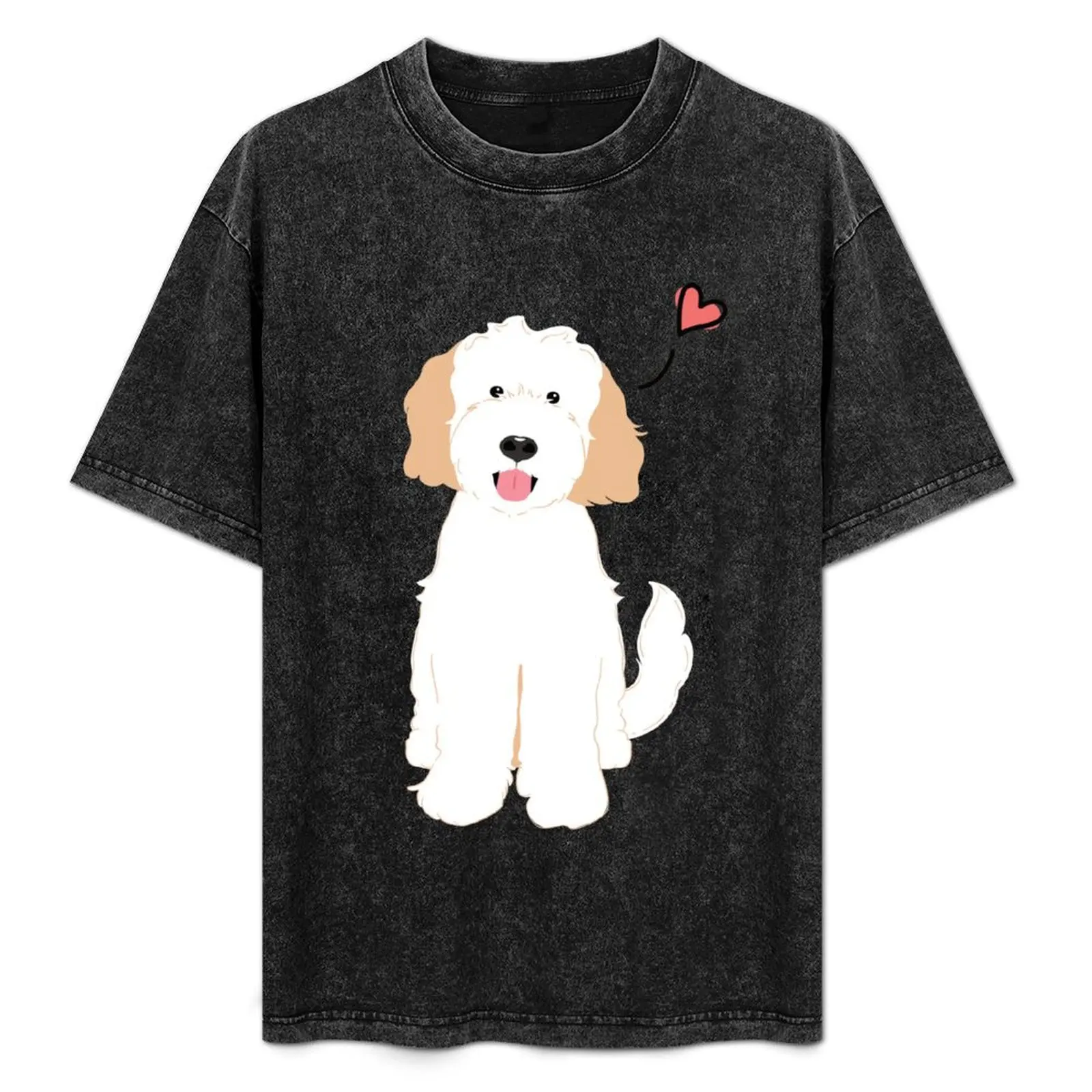 

LOVE White Cream Goldendoodle Dog T-Shirt Outdoor Sports Short Sleeve Top