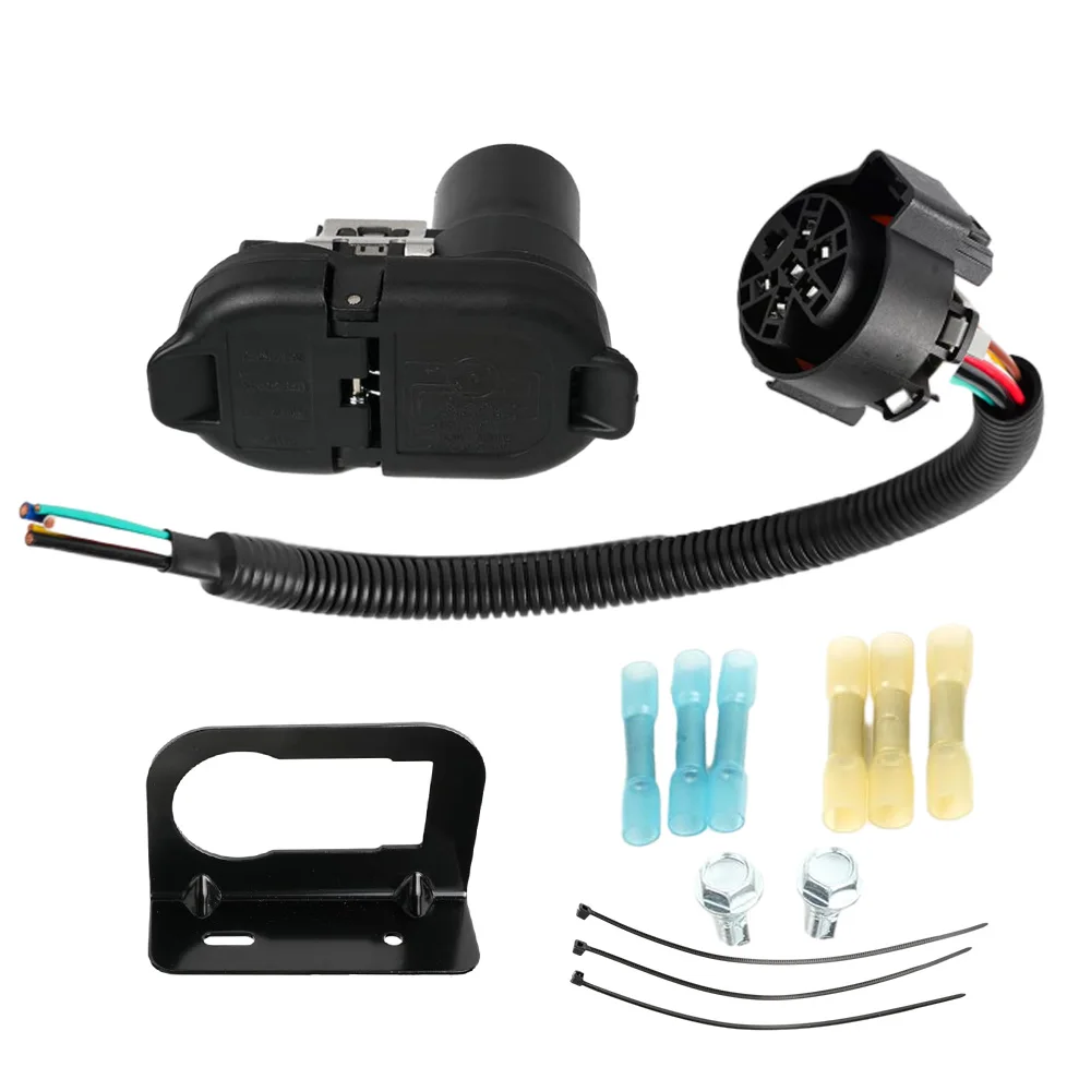 

1 Set 12V 7 Way Trailer Tow Hitch Wiring Plug Receptacle Connector Harness Installation Kit For Ford Chevrolet Dodge Toyota