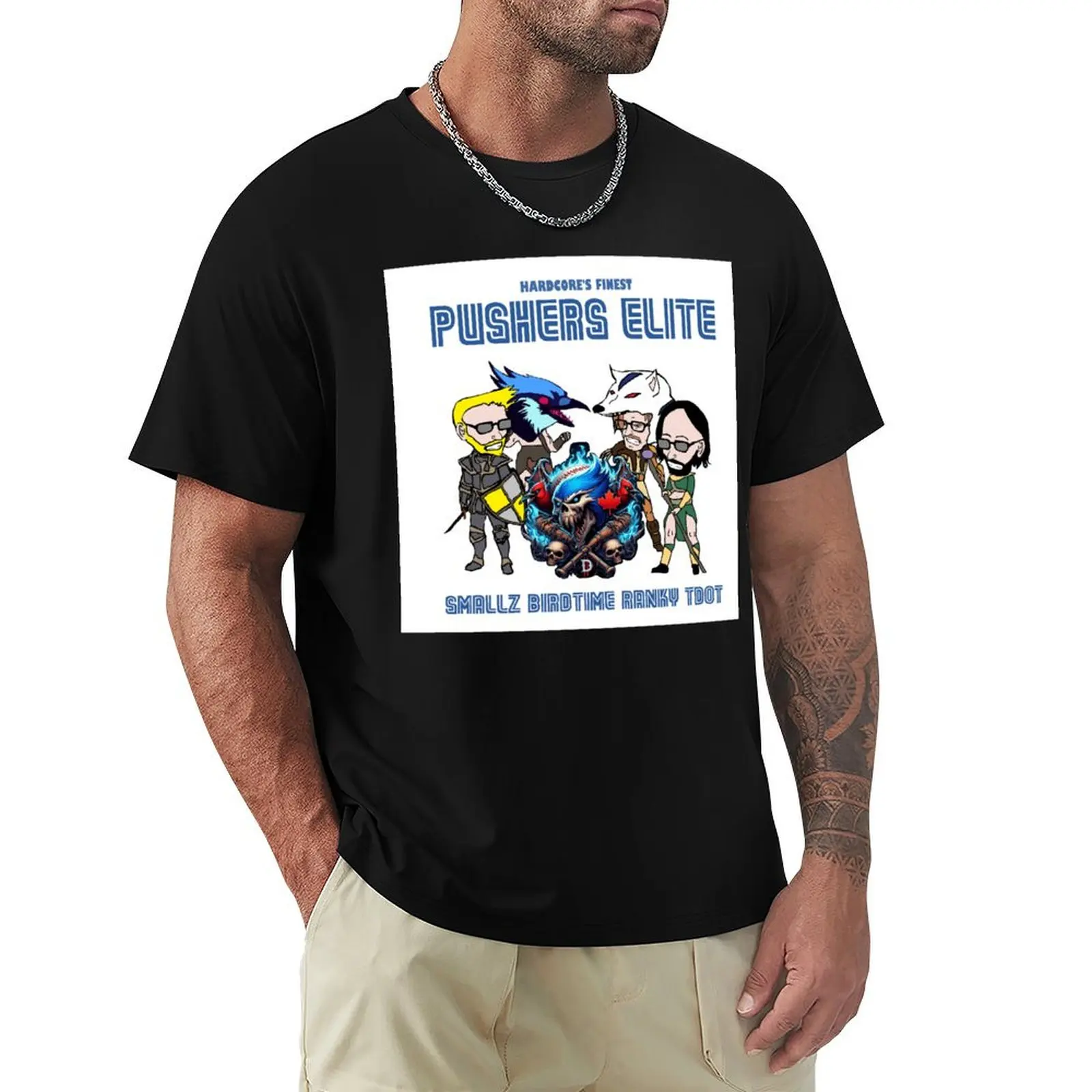 Pushers Elite: Full Team T-Shirt Casual Loose Short Sleeve Tee for Men