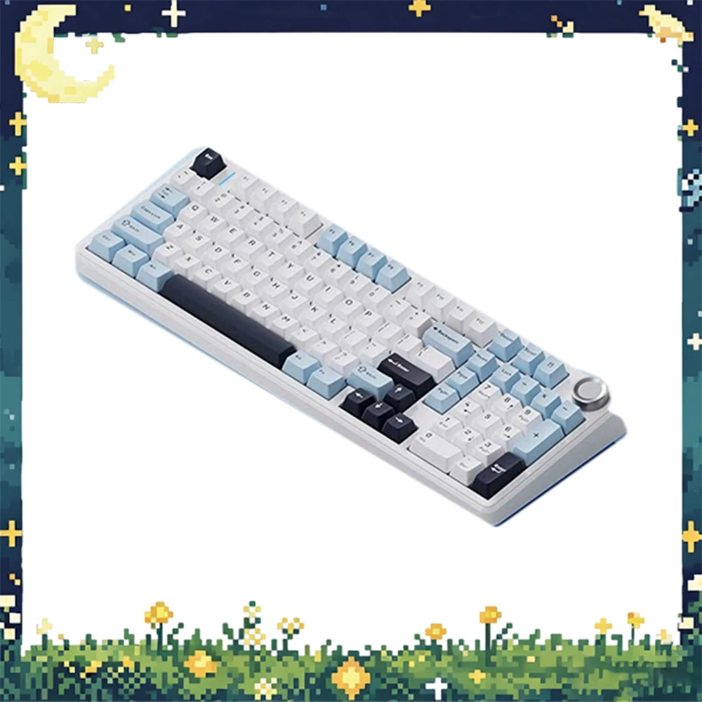 AULA F99 Pro Wireless Mechanical Keyboard Tri Mode Bluetooth USB RGB Hot Swap Gasket Rotary Knob 8000mAh Mist Blue for PC Gaming