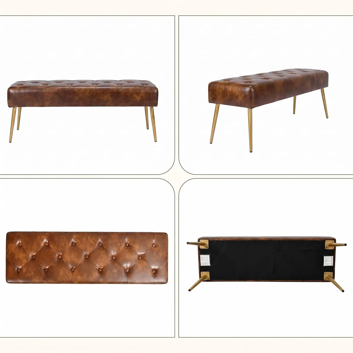 Button-Tufted Ottoman Bench, Upholstered Bedroom Benches