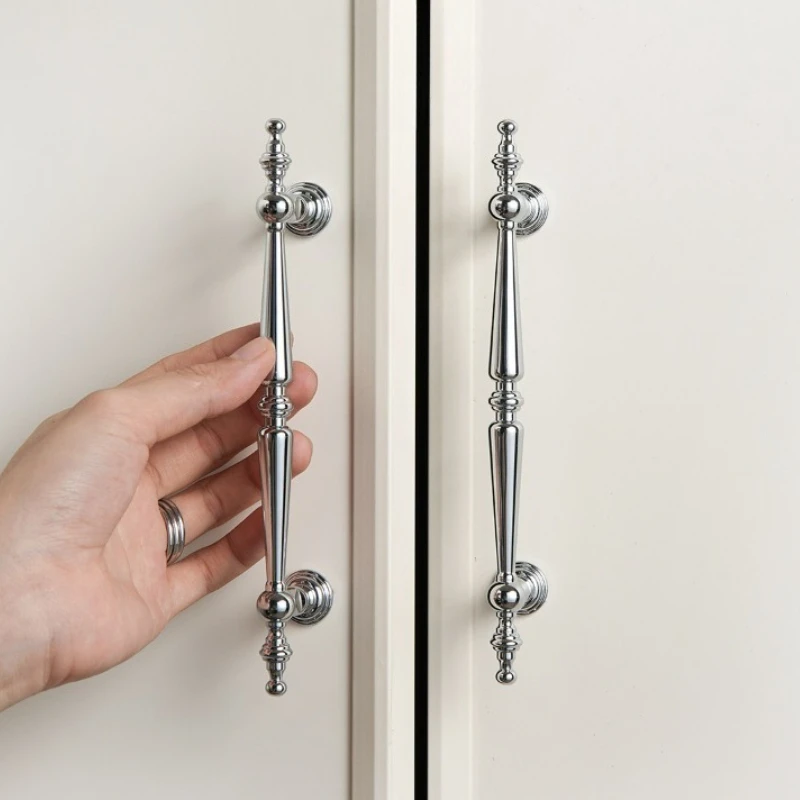 Zinc Alloy French Minimalist Handles for Wardrobe Kitchen Door Drawer Pull and Shoe Cabinet Mid-Century Style Furniture Hardware