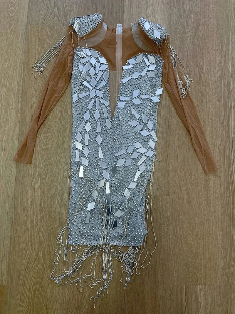 عيد ميلاد تألق كريستال شرابة الترتر فستان مثير ملهى ليلي الفتيات الساخن حفلة الجنس Vestidos دي فييستا Brillo رداء Luxe Cérémonie