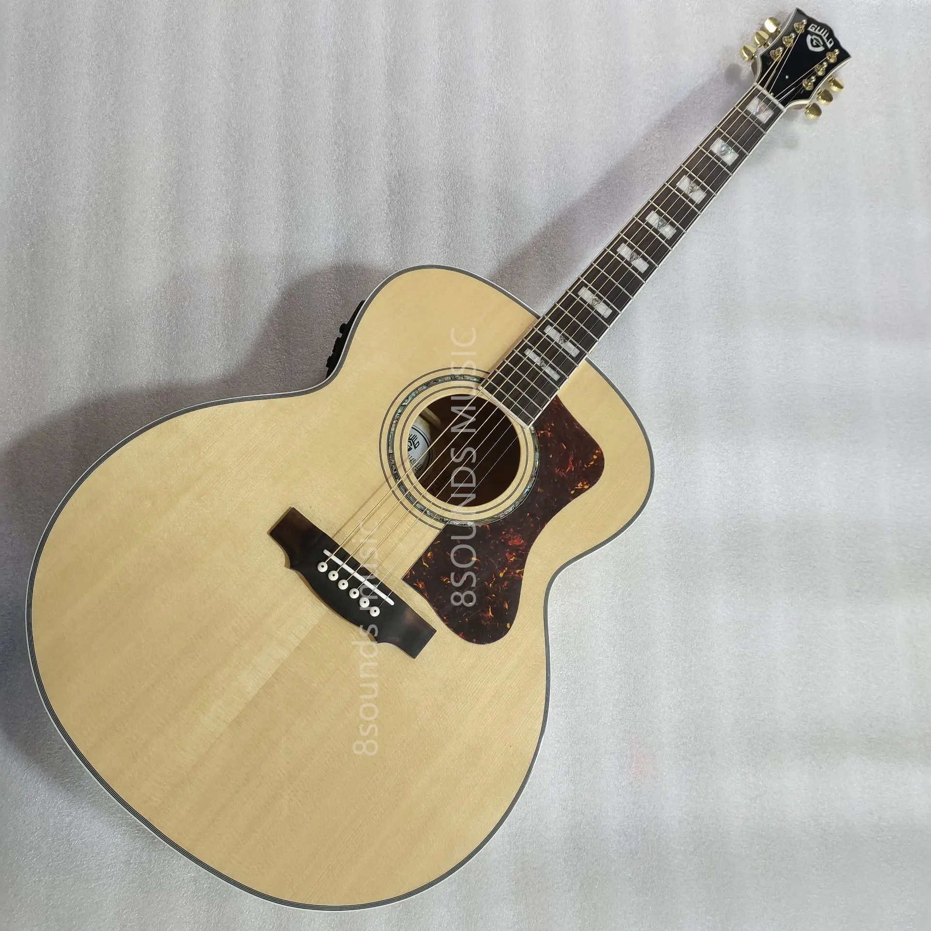 

free shipping solid natural spruce acoustic electric 43 inches professional jumbo Custom Shop F50 guild maple super jumbo guitar