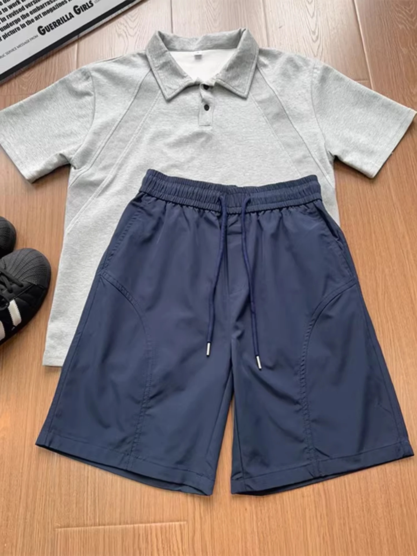 

Lightweight Ice Silk Workwear Shorts Men's Summer Running Sports Pants American Style Slant Cut Quick Dry Blue Work Shorts