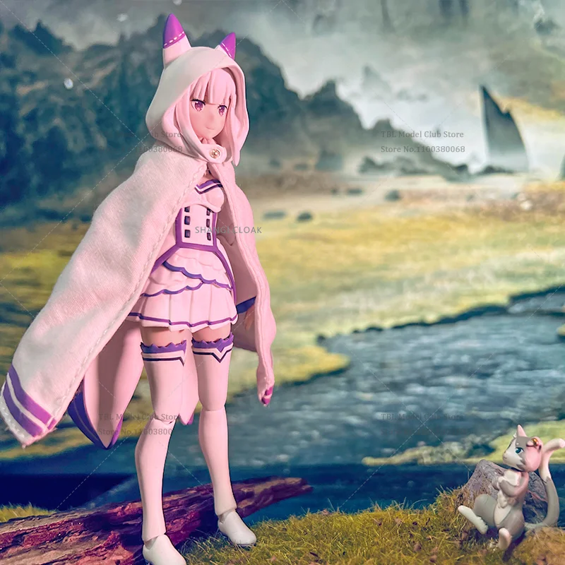 1/12 مقياس الملابس النسائية كيب إعادة الحياة بدء من صفر إميليا قزم انمي ياباني ل فيجما 6 بوصة عمل الشكل الجندي #4