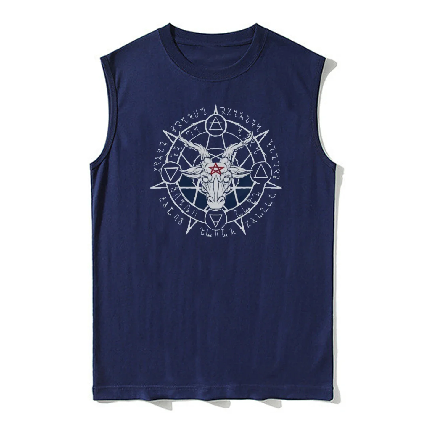 Occult Inverted Pentagram Goat Baphomet Tank Top 100% Cotton O-Neck Comfortable Casual Mens Vests Sleeveless T-shirt Streetwear