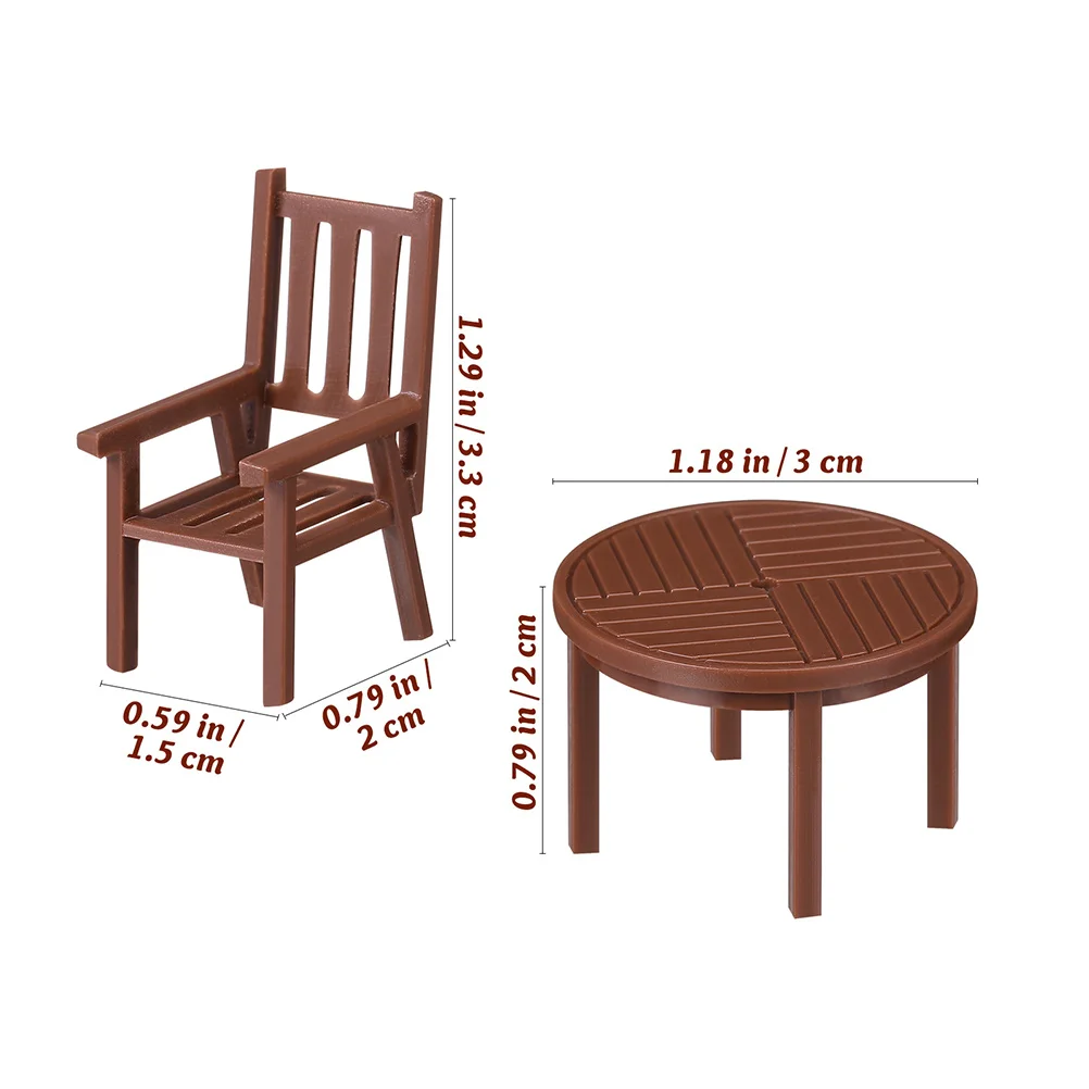 2 مجموعة 2 مجموعات مصغرة الجدول كرسي مجموعة أثاث دمية بلاستيكية متينة للمناظر الطبيعية الصغيرة المطبخ الديكور منزل صغير