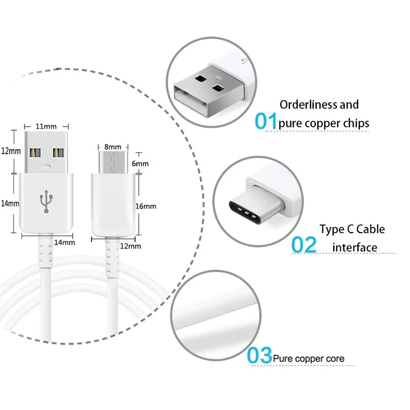 usb Type C Cable 20cm/150cm/200cm fast charging date line for Galaxy M14 S8 S9 S10 Plus A13 F13 Tab s6 lite a7 2022 f42 m32 a53