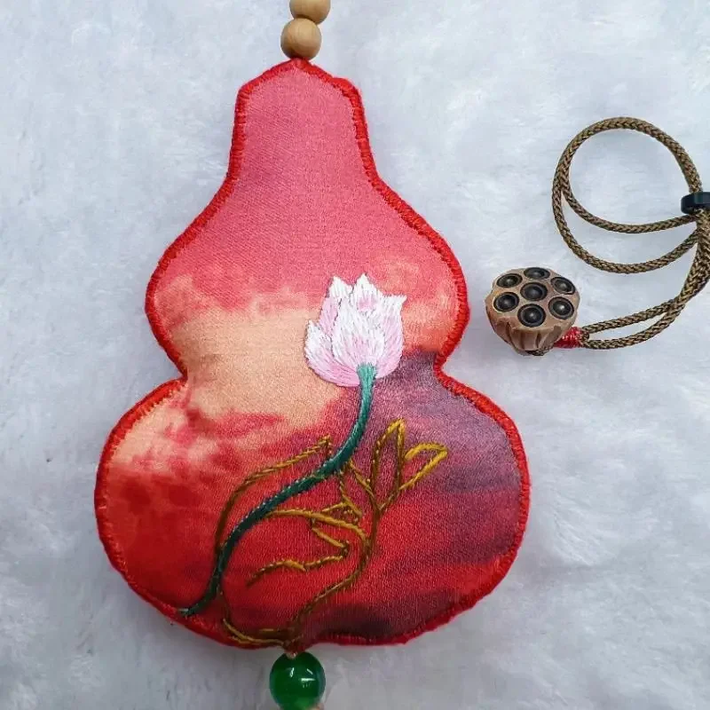 Silk sachet lucky gourd purse handmade embroidered gift accessories hanfu national style portable
