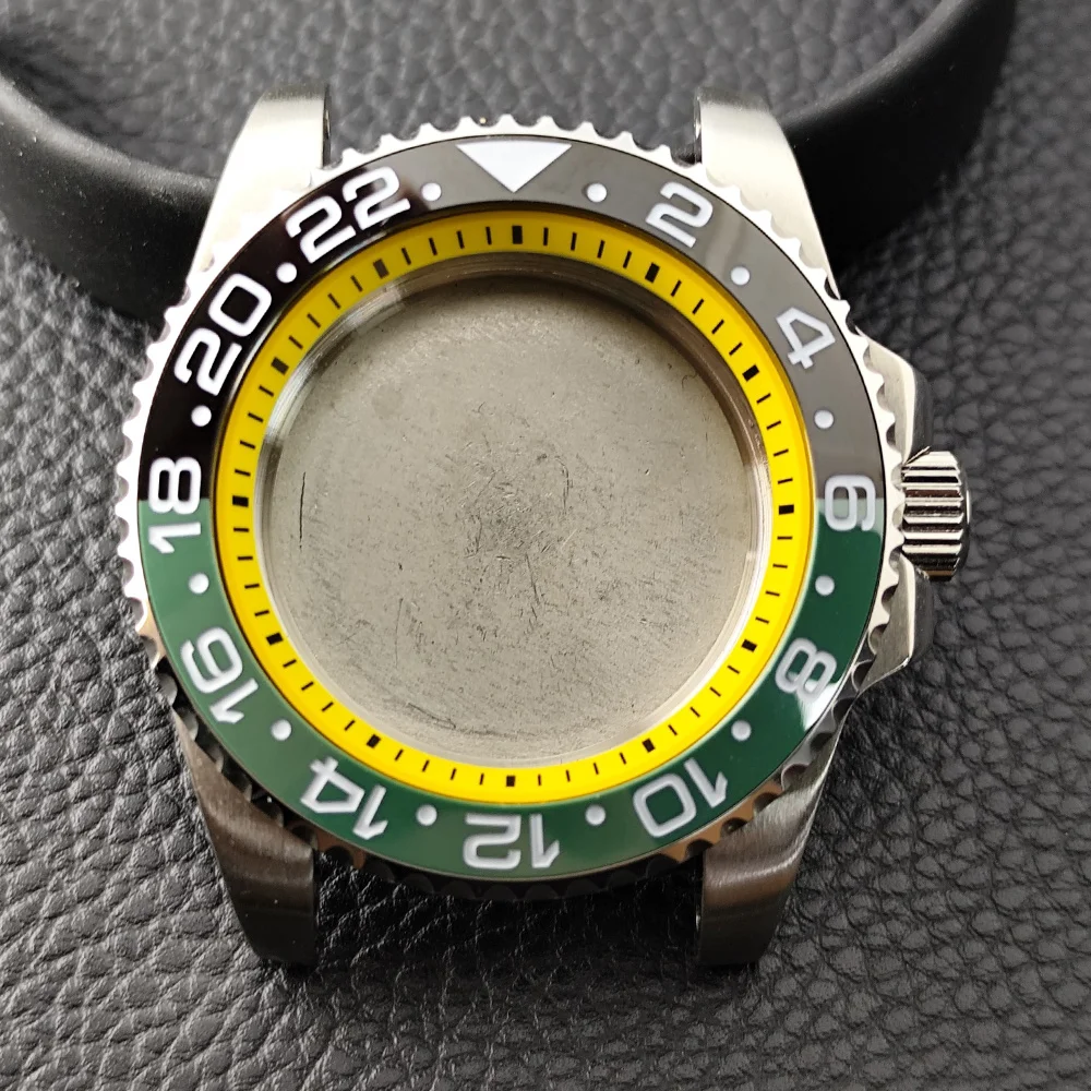 NH35 High-quality 40.5mm Silvery GMT Have Chapter Ring Steel Case Fit NH34 NH35 NH36 Movement Sapphire Glass Watch Box image 3