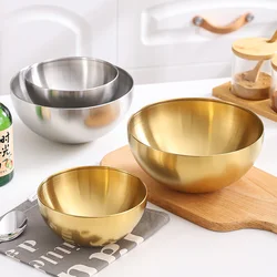 15cm/20cm/25cm Thick Stainless Steel Fruit Salad Bowls Soup Rice Noodle Ramen Bowl Food Container Mixing Bowls Kitchen Tableware