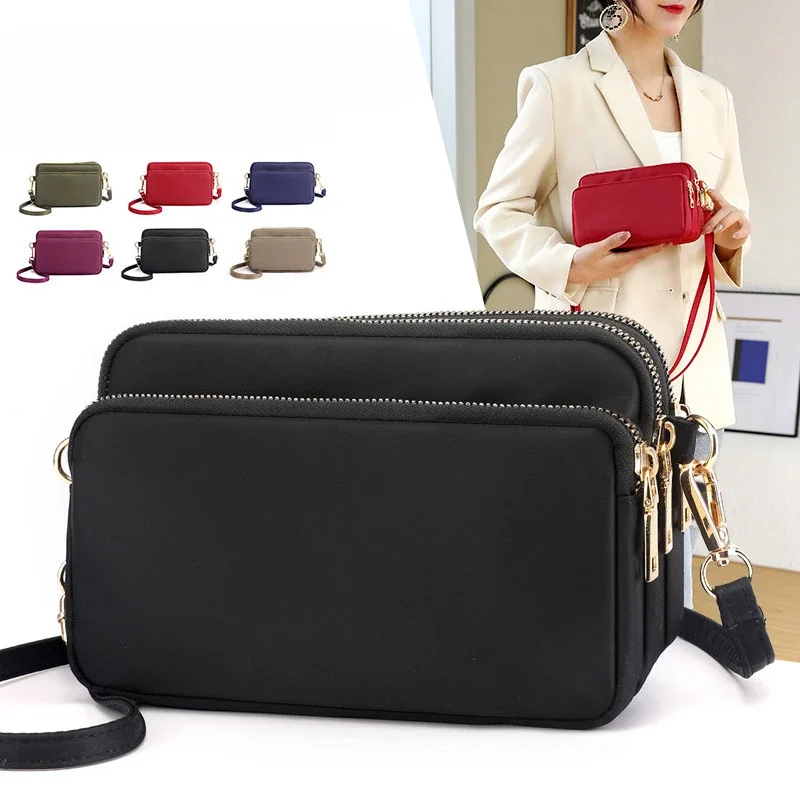 Nylon Casual Shoulder Bag Women's New Compact Portable Simple Crossbody Outdoor Commuting Multi-layer Middle-aged Women's Bag