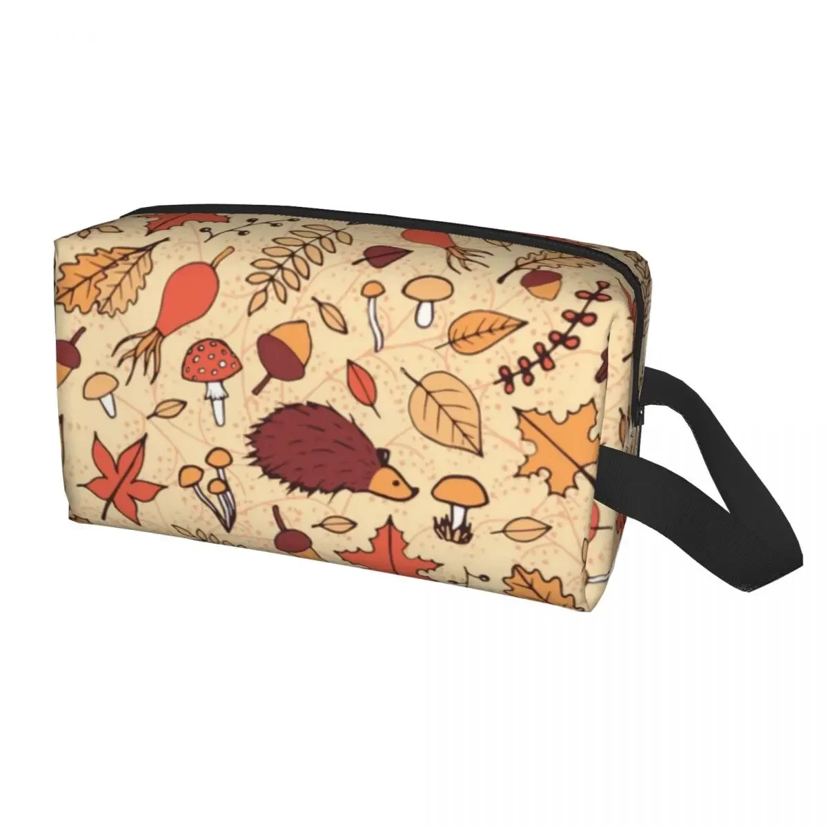 Fashion Cute Fall Hedgehog Travel Toiletry Bag Women Animal Makeup Cosmetic Organizer Beauty Storage Dopp Kit