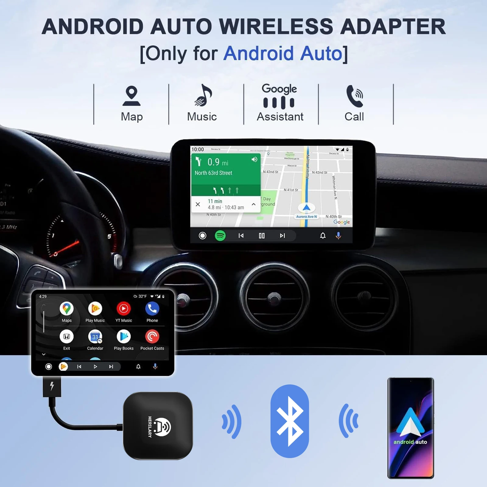 Lerand New Wireless Carplay Adapter for IOS APPLE Car Multimedia Player Wired to Wireless Fast Connect Smart Mini Box USB Plug