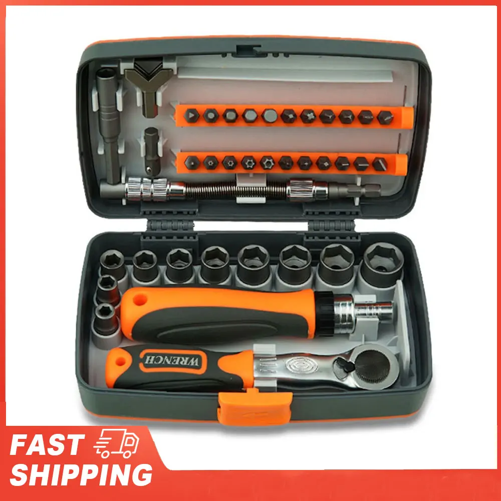 

38 in 1 Household Labor Saving Ratchet Screwdriver Bit Set Multipurpose Tool Kit Hardware Tools Combination Wrenches Toolbox Han