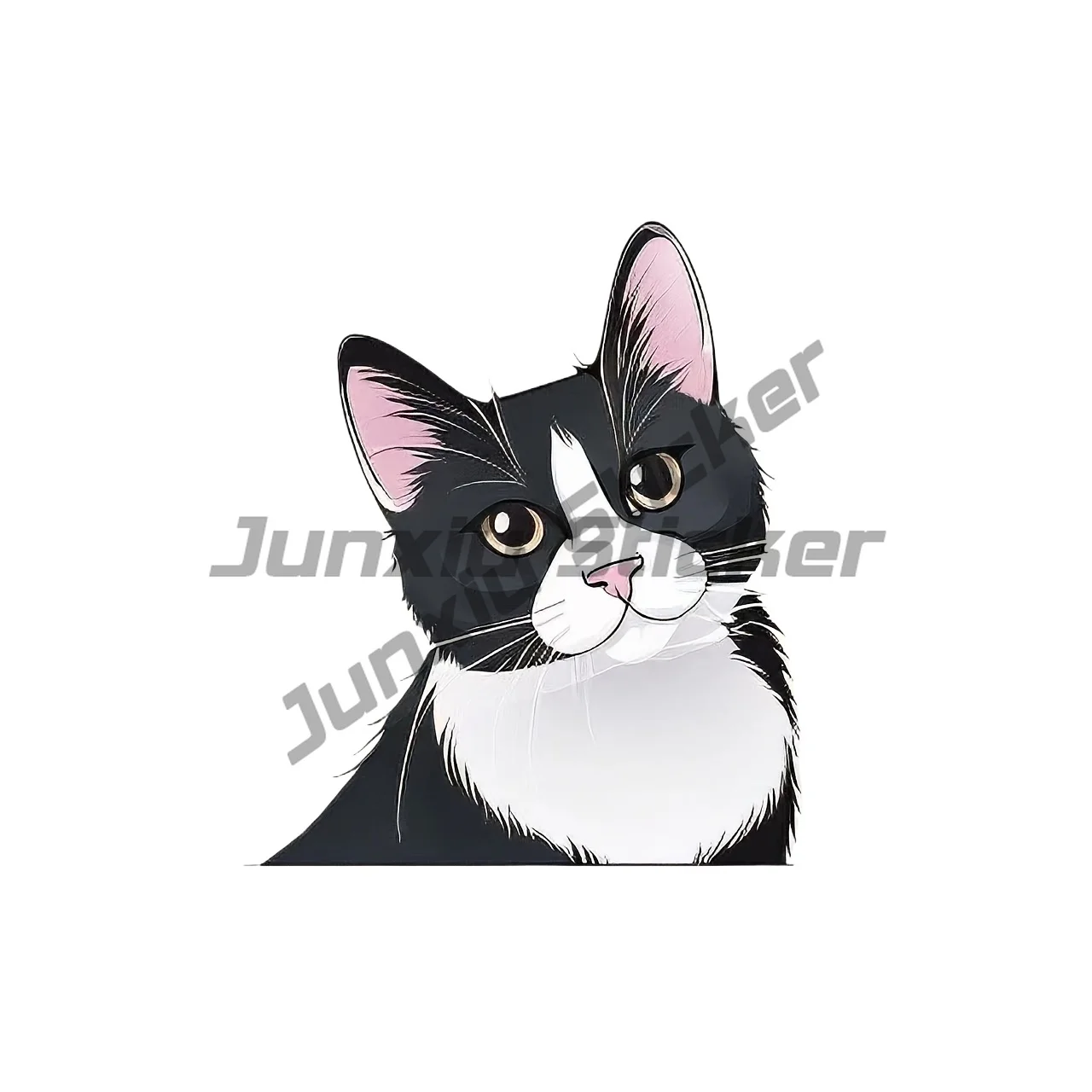 Black and White Tuxedo Cat Vinyl Decal Sticker for Car, Truck, Van, Wall, Laptop, Door, Window, Fridge - Cartoon Animal Design