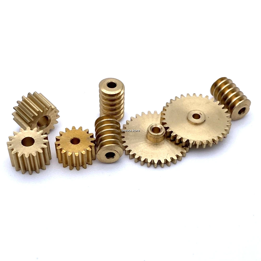 0.5M Copper Worm Gear Drive Combination 12/15/16/18/32 Teeth 2/3MM 2MM Step Hole DIY Model