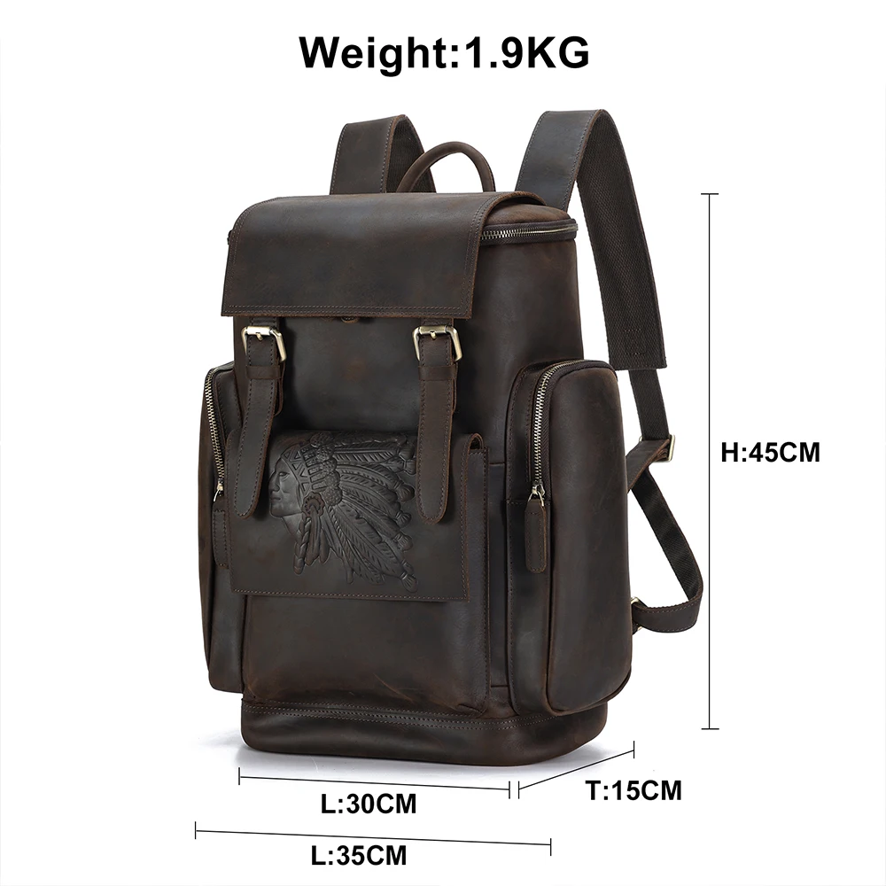 Jogujos echtes Rindsleder Männer 15.6 "Laptop Rucksack große Kapazität Business Camping Reisen Vintage Prägung Tages rucksäcke