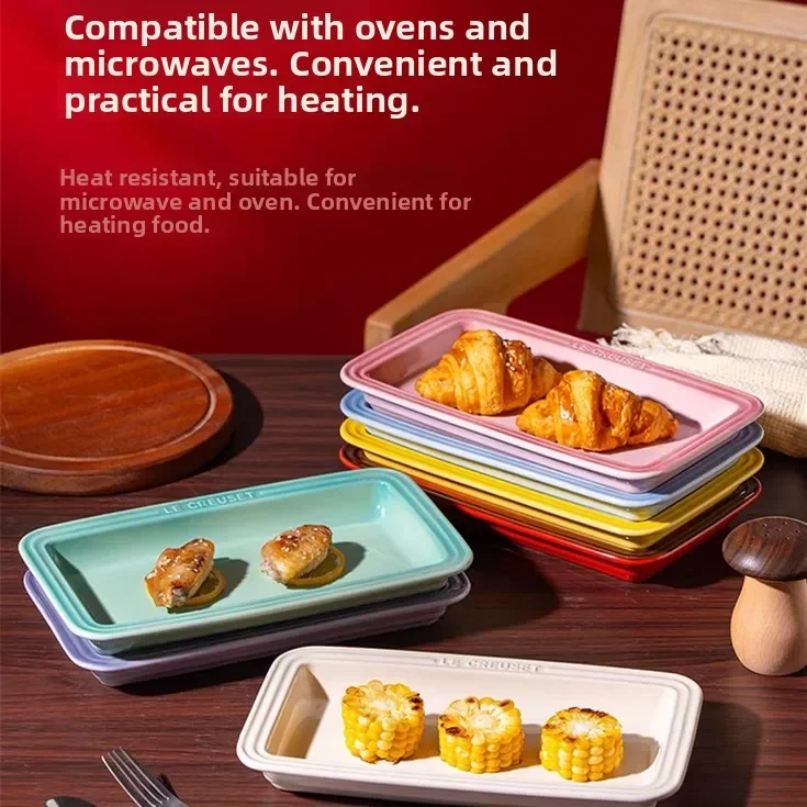 Le Creuset Cool Color Rectangular Tray Western Dinner Fruit Dessert Plate Fish Plate High End Tableware Multifunctional Ceram...