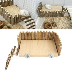 Pet Activity Playground Hamster Climbing Easy Installation Handcrafted Stable Structure with Fence for Golden Bear