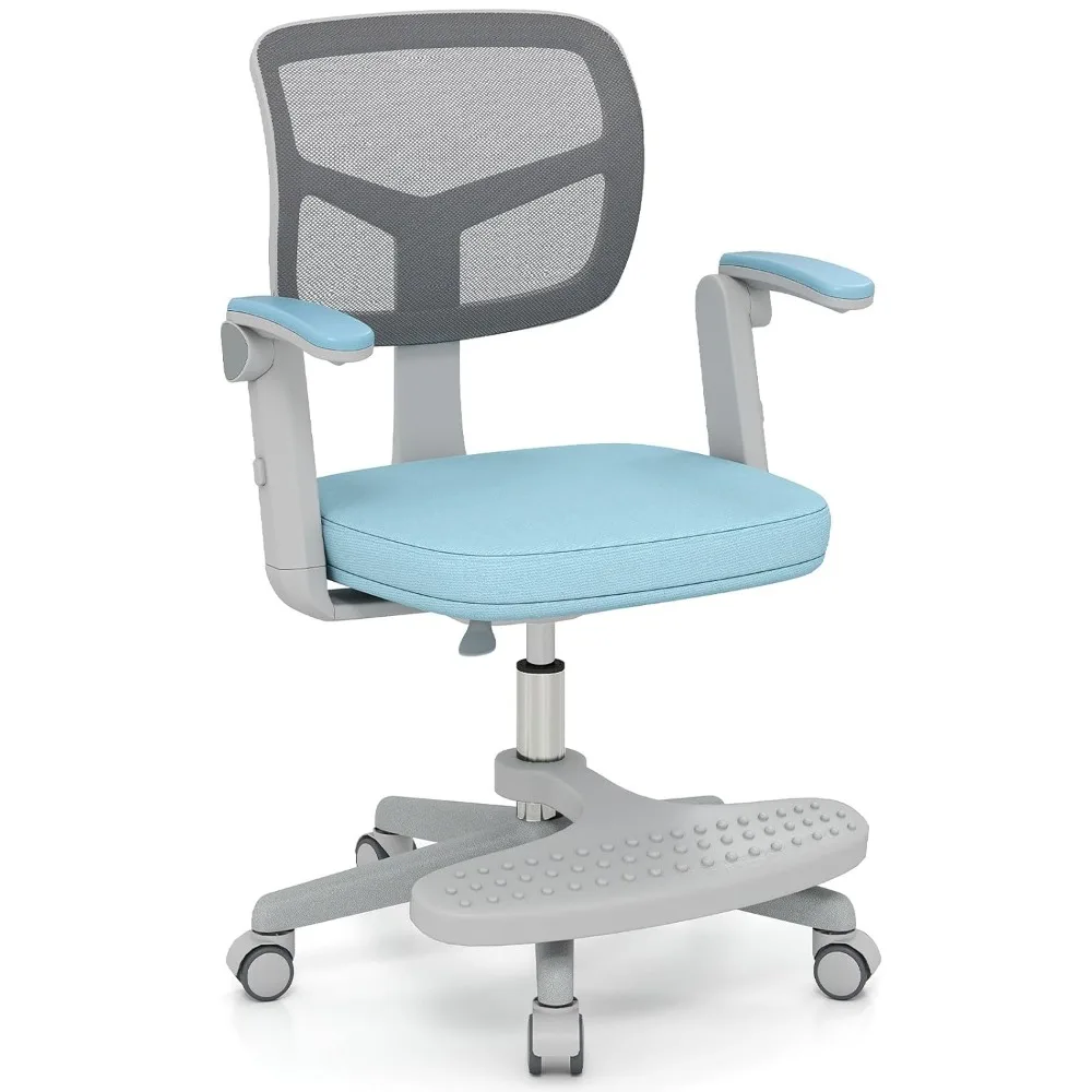 

Kids Desk Chair, Ergonomic Adjustable Student Rolling Chair with Footrest & Flip-up Armrest, Mesh Children Office, Customized