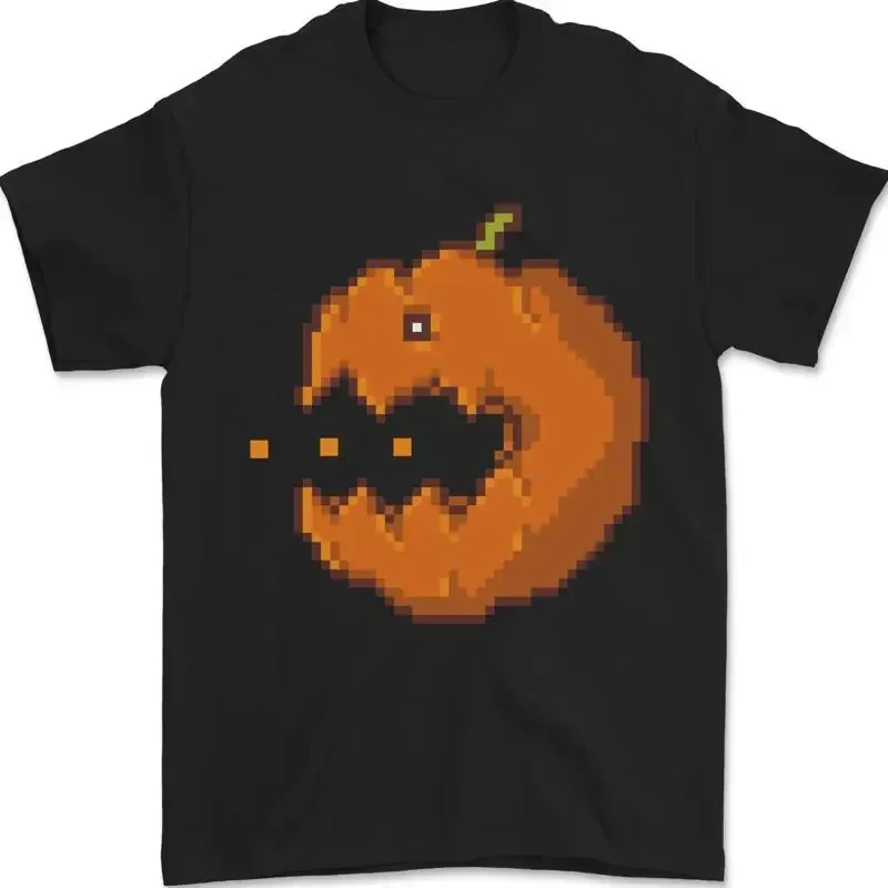 Retro Video Games Halloween Kürbis Lustig Herren T-Shirt 100% Baumwoll
