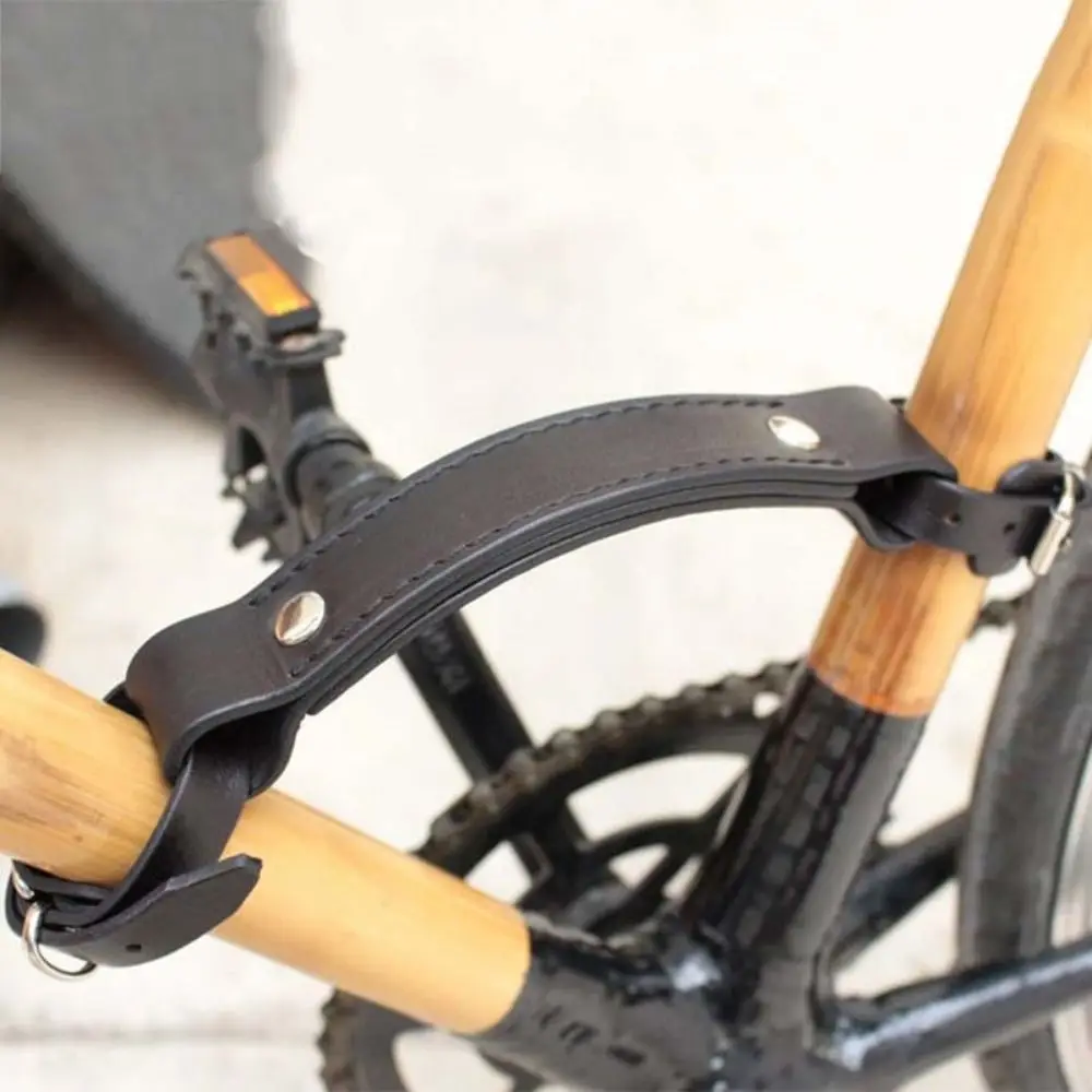 

Top Layer Leather Bike Handle Strap Removable Portable Bicycle Frame Carrying Lifter Comfortable Grip Durable