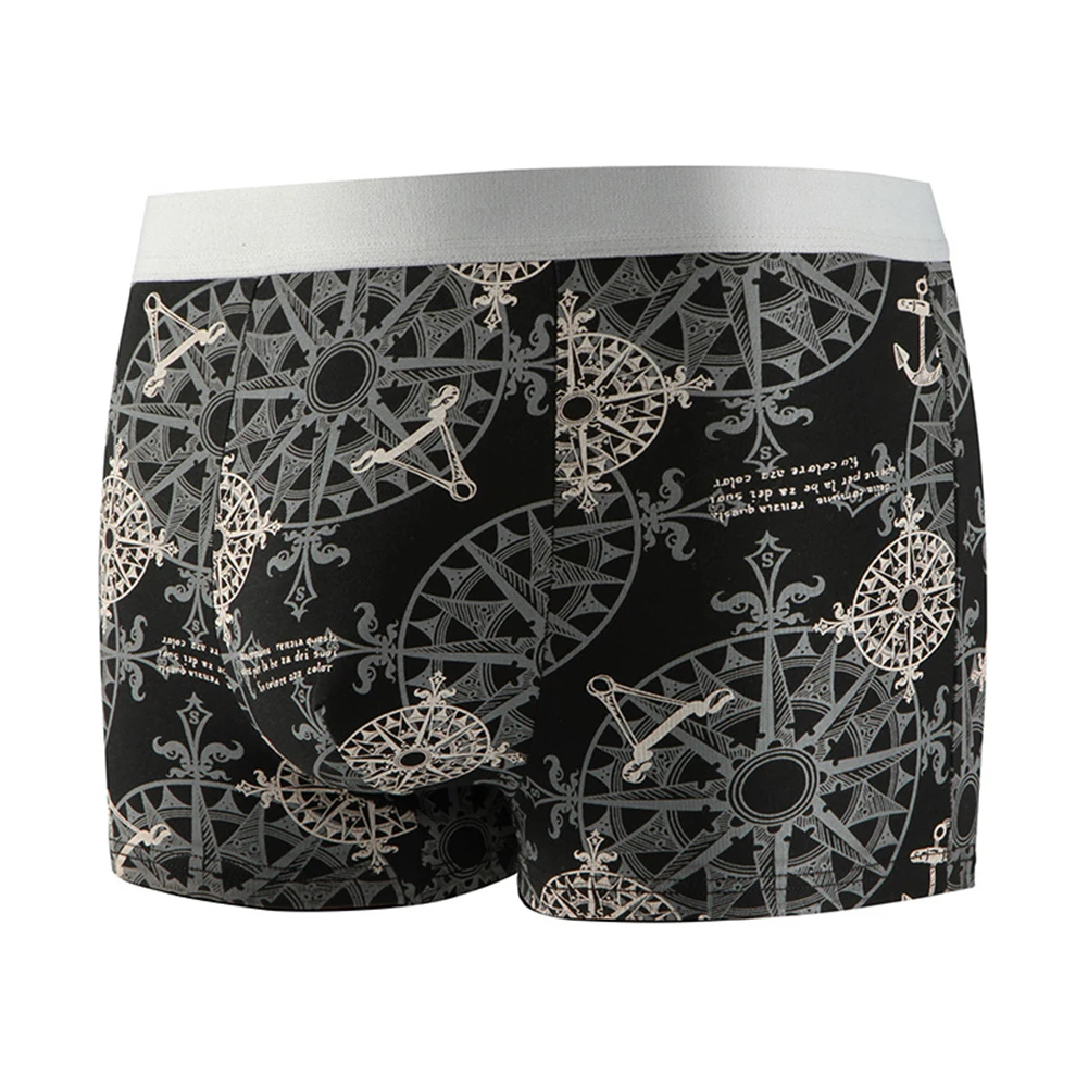 Sexy Mens Briefs Geometric Print Shorts U Convex Pouch Underwear Elastic Panties Breathable Absorption Underpants Trunks