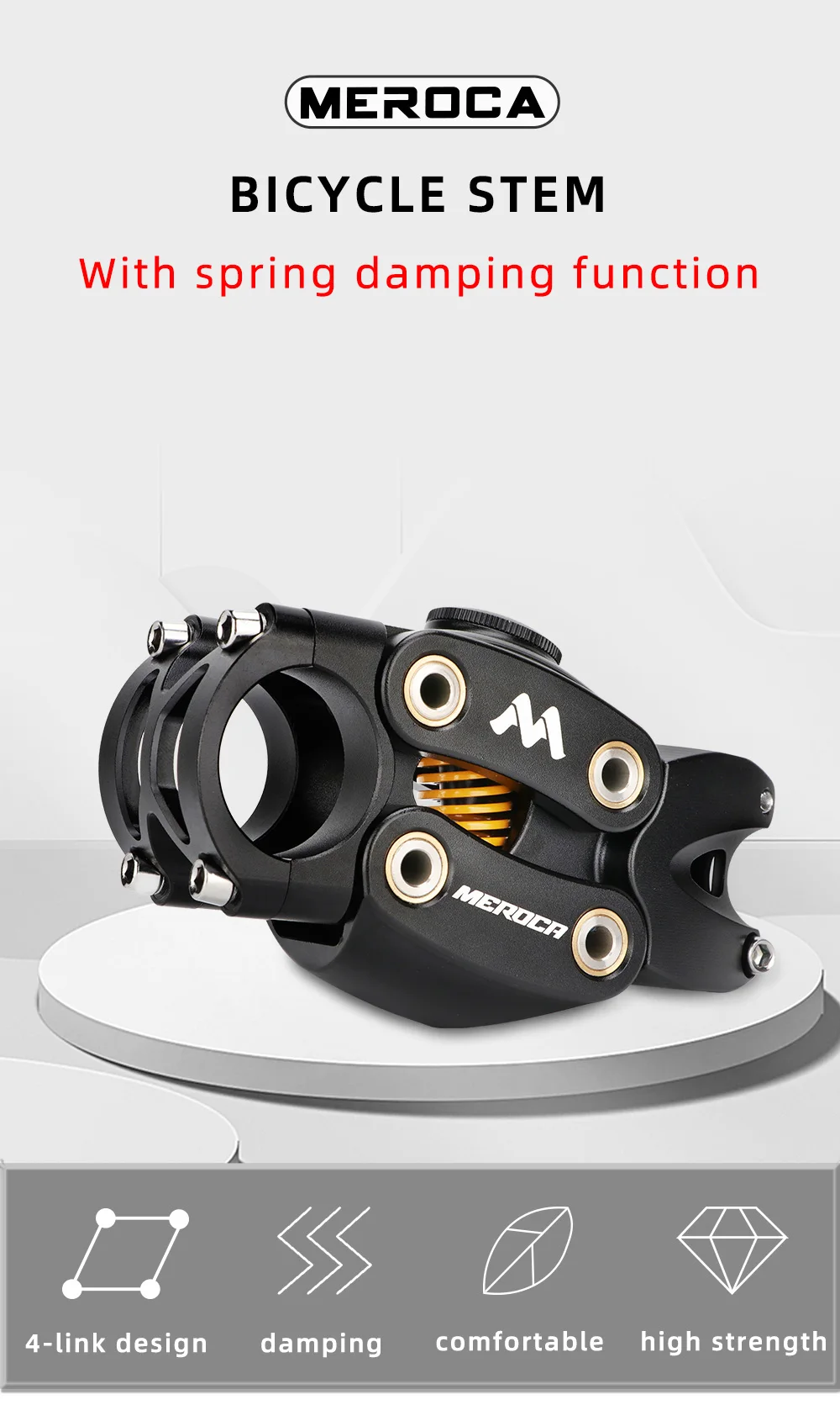 MEROCA Bicycle Four Link Shock Stem 31.8*90MM Aluminum Alloy XC Grave Road Mountain Bike Risers Suspension Stems