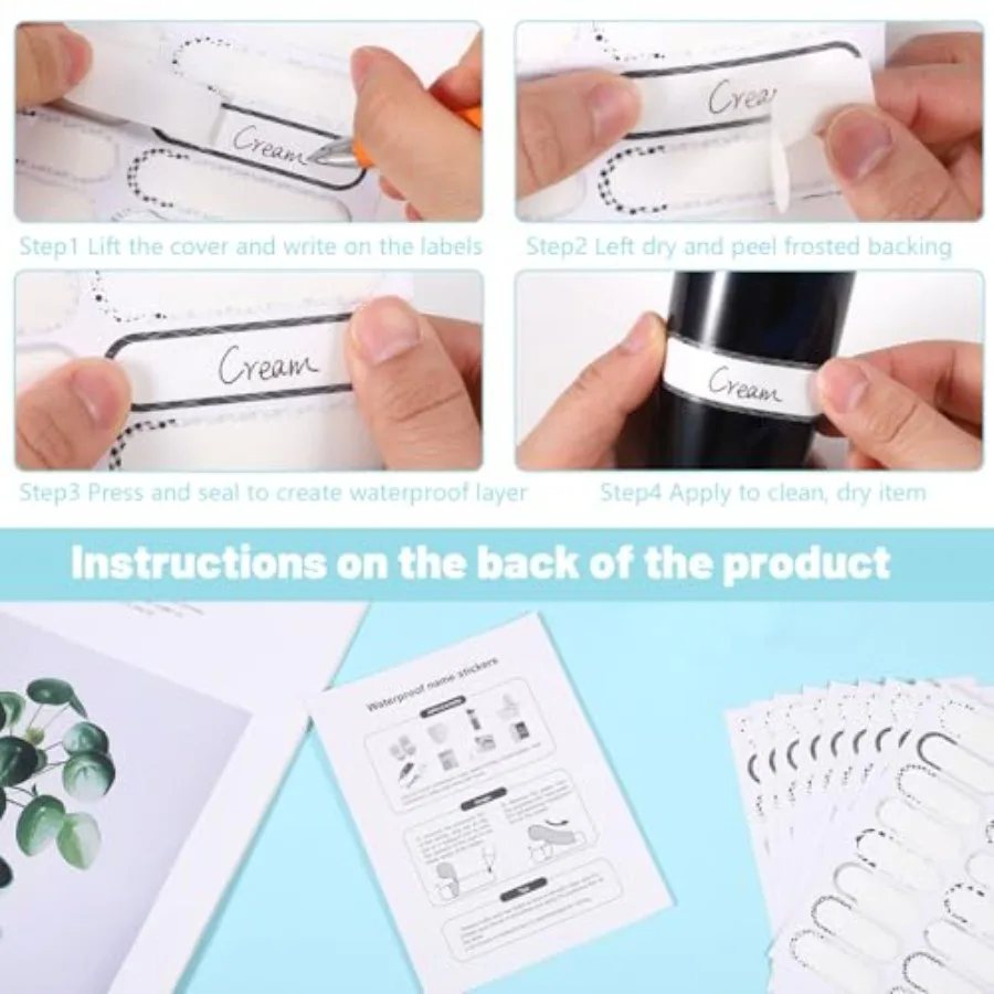 240PCS Waterproof Labels for Bottles Self-Lamiting Multipurpose me Labels for Daycare School Black and White