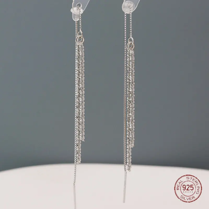 925 Sterling Silver Full of Stars Drop Earrings for Women Fashion Long Tassel Korean Earring Party Jewelry Aretes De Mujer