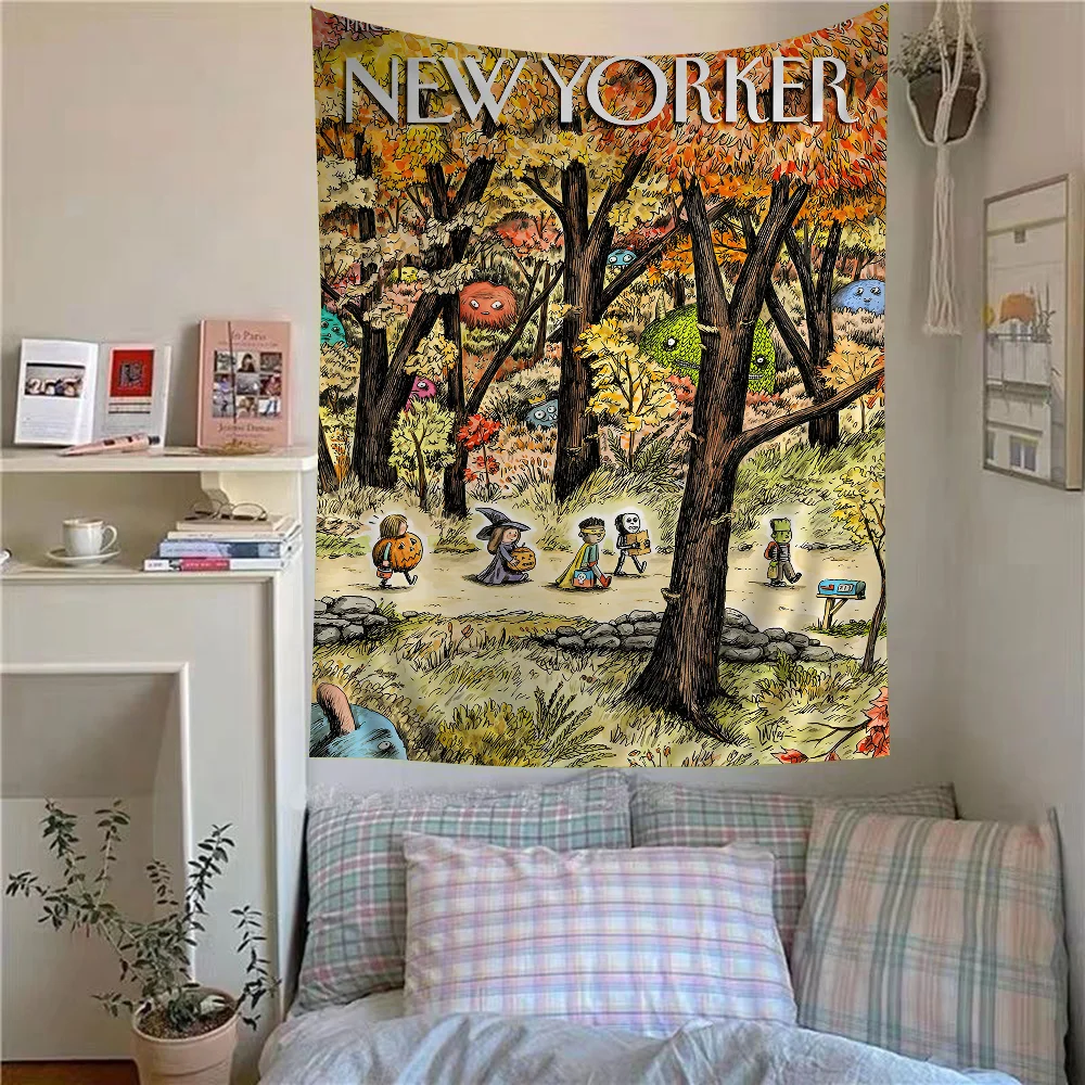 The-New-Yorker Magazine Anime Tapestry Hanging Tarot Hippie Wall Rugs Dorm Home Decor