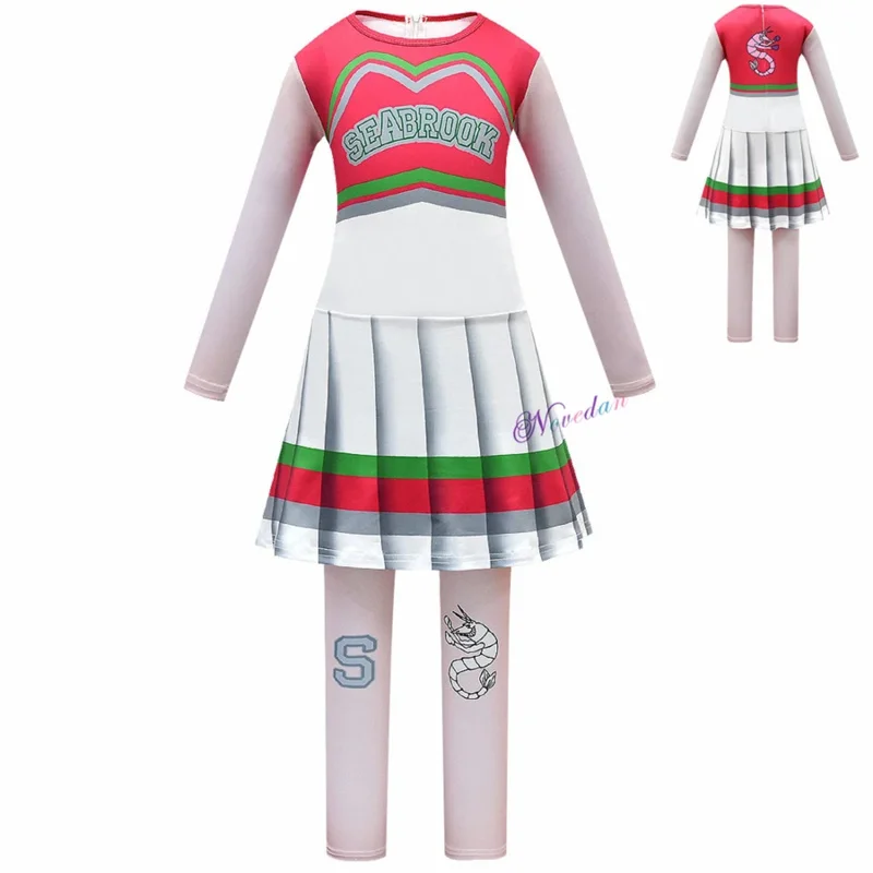 Meninas carnaval halloween cheerleader traje cosplay crianças zumbi addison roupa fantasia vestido uniforme de alegria roupas
