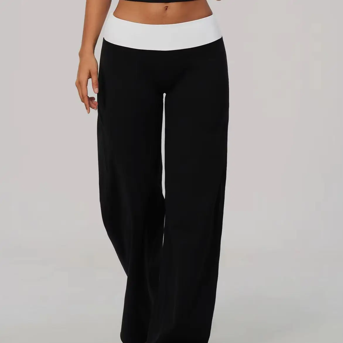 Women's Fitness Trousers Straight-Leg Pants Women High Waist Yoga Pants Casual Fashion Gym Pilates Running Slightly Flared Pants